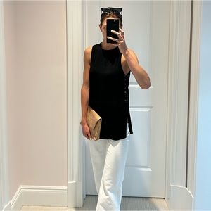 Black Laceup Blouse